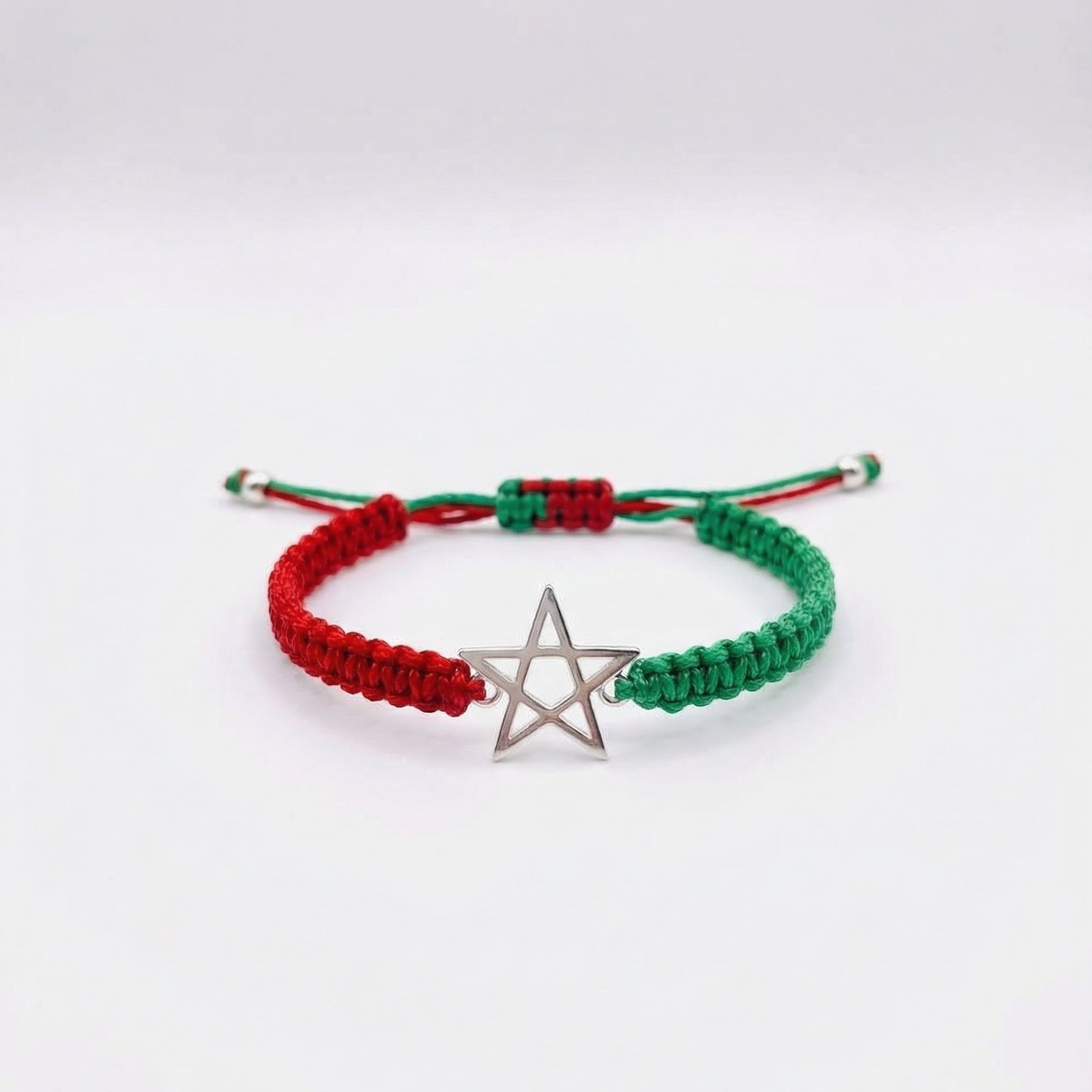 Moroccan Flag Bracelet with Silver Star