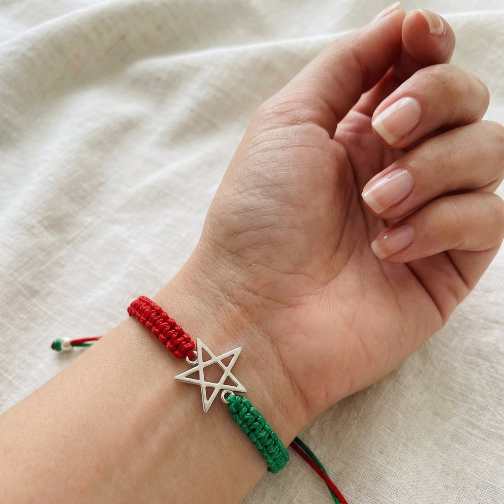 Moroccan Flag Bracelet with Silver Star