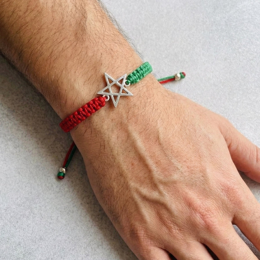 Moroccan Flag Bracelet with Silver Star