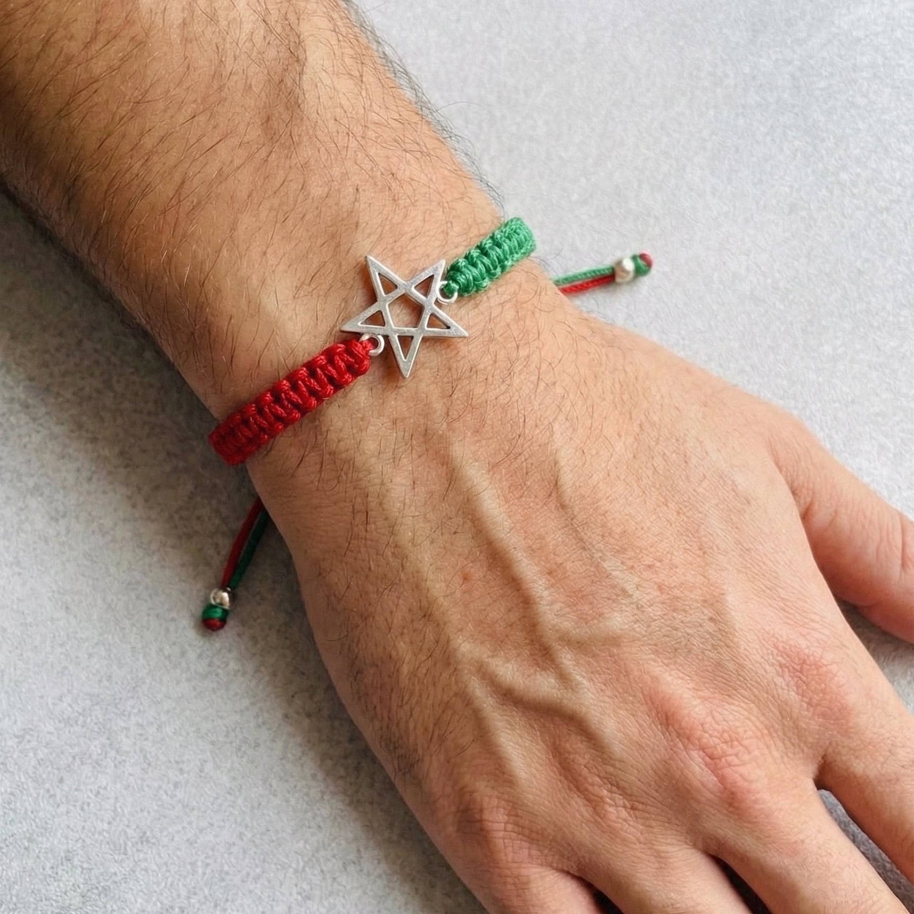 Moroccan Flag Bracelet with Silver Star