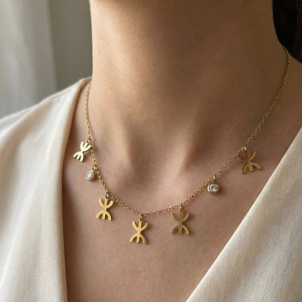 Gold-Tone Amazigh Symbol Necklace