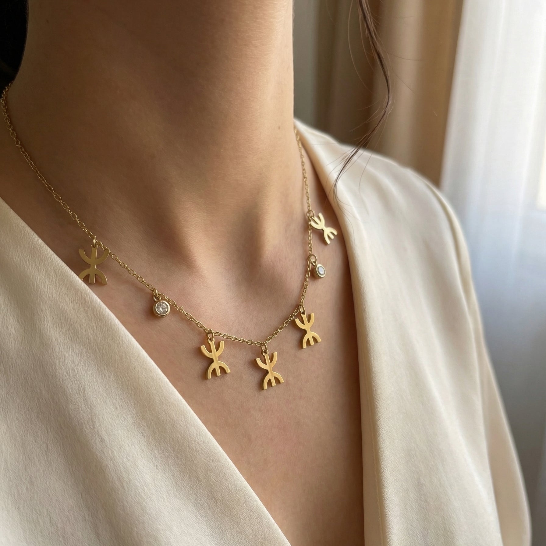 Gold-Tone Amazigh Symbol Necklace