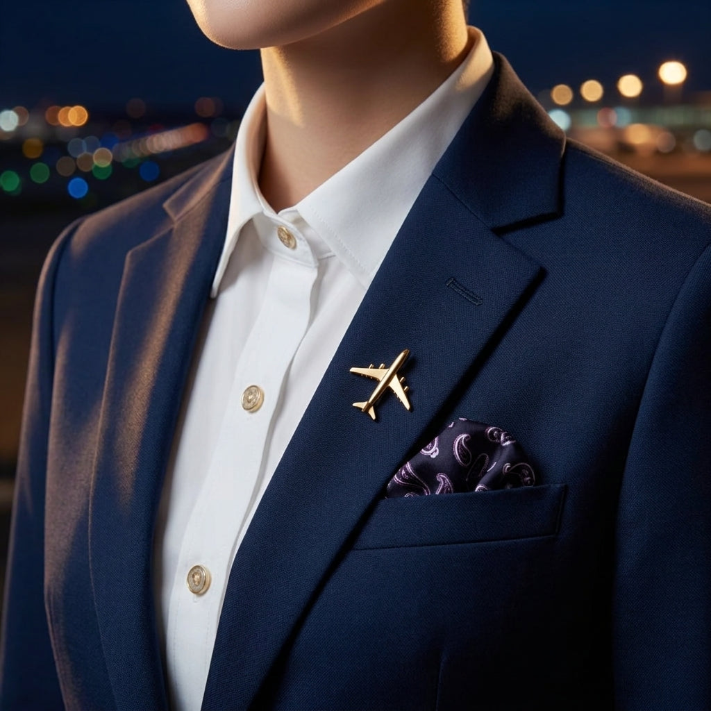 Gold Airplane Brooch Pin