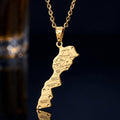 Collier carte du Maroc - Pendentif doré