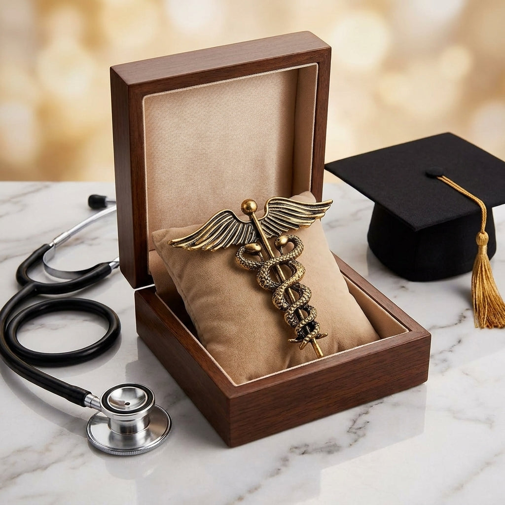 Broche Caducée Médicale Vintage – Cadeau Médecin & Infirmière