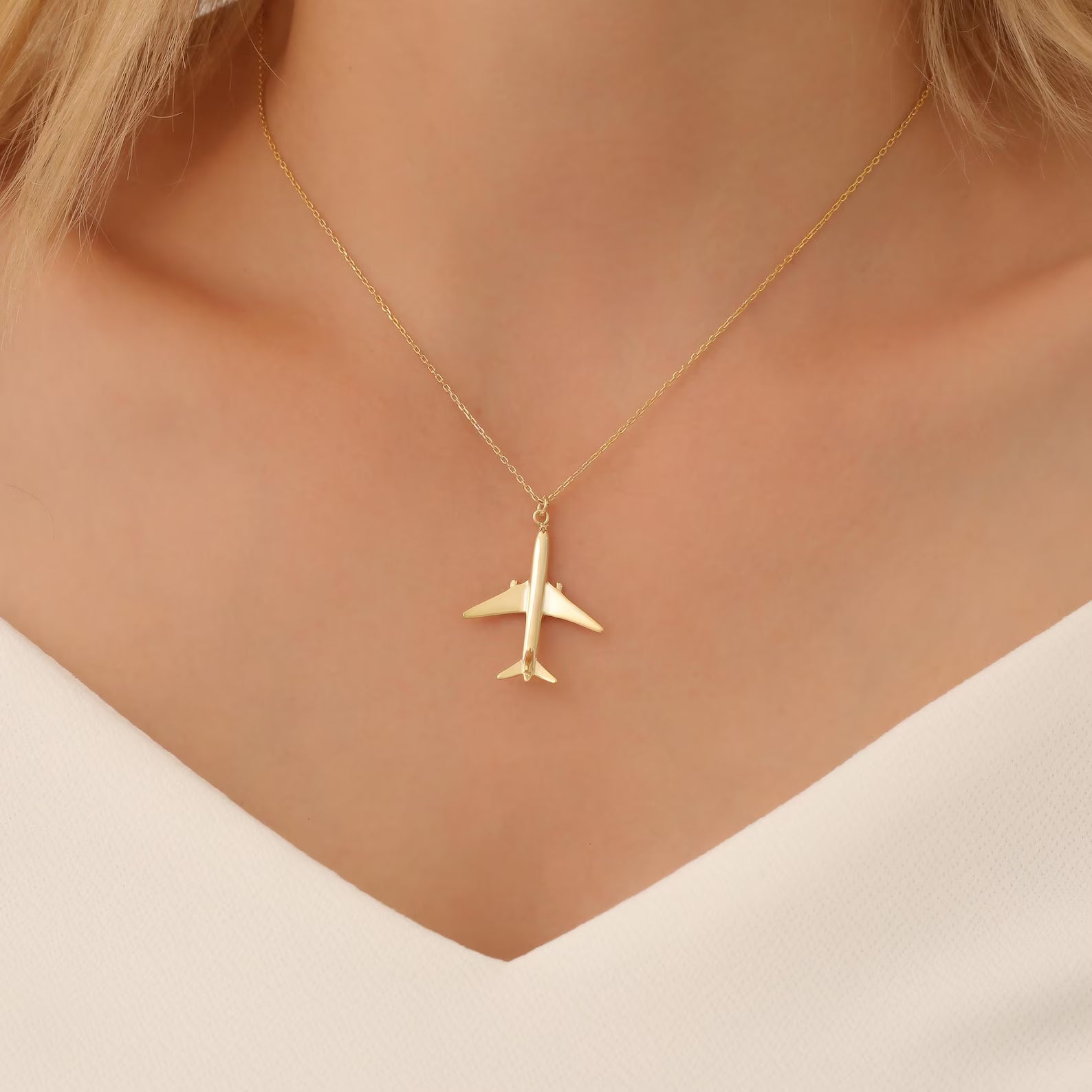 Collier Avion Délicat – Plaqué Or 14 Carats